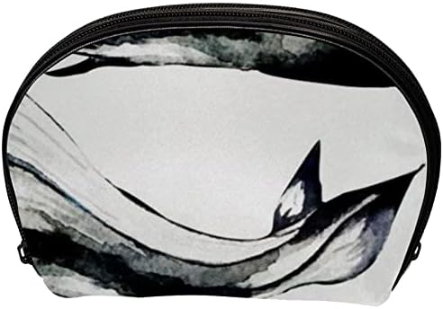 תיק איפור קטן, מארגן קוסמטיקה לטיולים לטיולים לנשים ונערות, דג לוויתן לבן שחור
