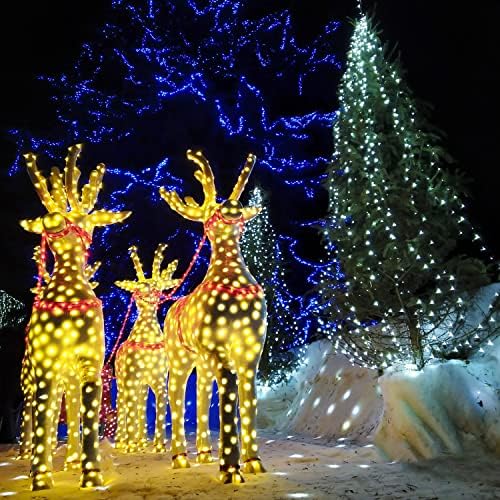 אורות מיתרי חג המולד של Oobila חיצוניים, 120 LED 42.6ft סוללה המופעלת על אורות מיתר עם טיימר, IP 65 אורות פיות אטומים למים לבית, ליום