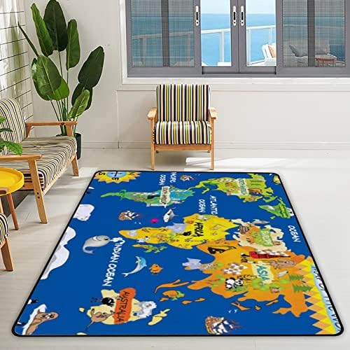 זוחל שטיח מקורה משחק מחצלת מפת עולם בעלי חיים לסלון חדר שינה חינוכי חינוך משתלת שטיחים שטיחים 72x48 אינץ '