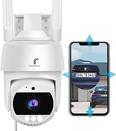 3k 5MP מצלמת אבטחה חיצונית-עבודה עם Alexa, Google Home, Ultra Clear, AI ו- Audio Support Suren Siren, 360 ° View מעקב אוטומטי, שיחה דו