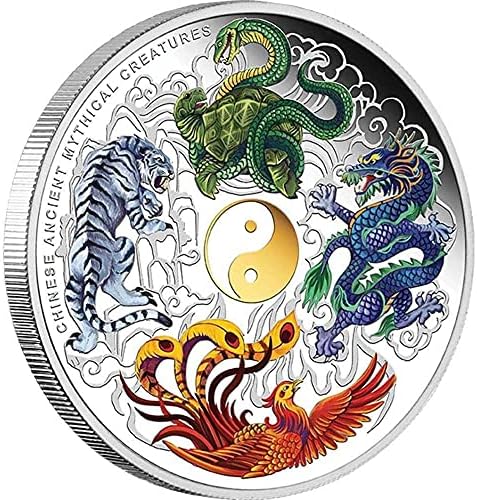 יצור מיתולוגי סיני עתיק יפהפה דרקון נמר אתגר מכסף אוסטרליה 1 עוז מתנה למזכרת
