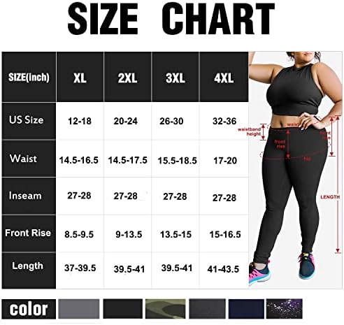 היי קלסמיקס פלוס חותלות בגודל לנשים 1x-4x מותניים בגובה המותניים אימון אימון חותלות שחורות סופר רכות מכנסי יוגה