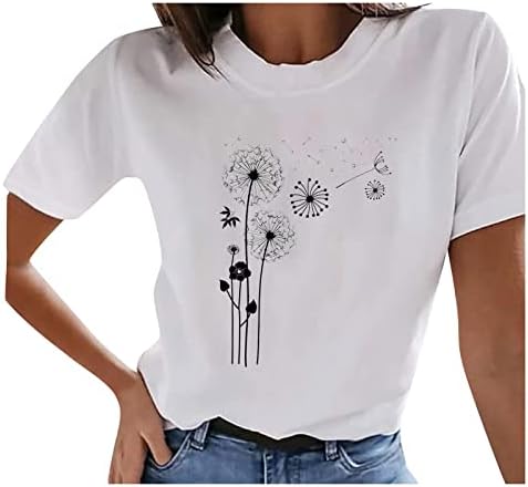 נערות נוער חולצת קיץ לנשים צוואר עגול חולצת טש חולצה על פרפר הדפסים גרפיים טיזים חמוד חולצת טוניקה חולצה חולצה