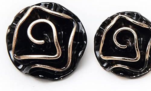 5 יחידות שחור ורד עגול לבוש כפתורי מתכת חומרי DIY לחצני אופנה לאביזרי תפירה מלאכה