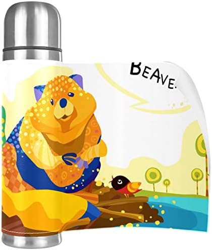 בקבוק מים מבודדים בקבוקי מים נירוסטה בקבוקי מים מתכת, ציפור דוב חיה מופשטת מצוירת
