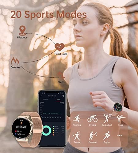 שעון חכם של IARET לנשים, חיוג תשובה שיחות שעון חכם עבור אנדרואיד iOS טלפונים גשש כושר פעילות אטום למים עם 1.32 מסך מגע מלא 20 מצבי ספורט