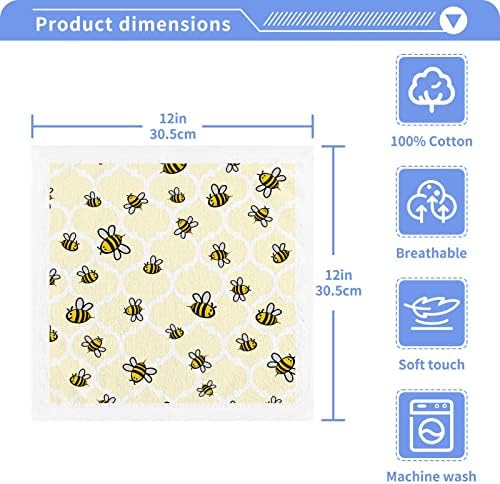 קיגאי 4 חבילות דבורים חמודות מטליות כביסה - מגבות פנים רכות, מגבות כושר, איכות מלון וספא, מגבות אצבעות כותנה טהורות לשימוש חוזר