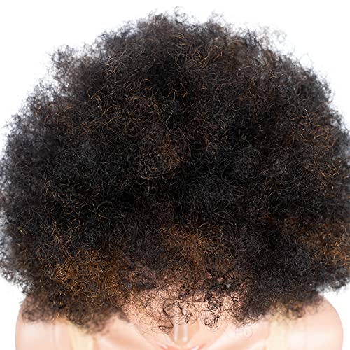ג ' ודיר שיער האפרו פאות שיער טבעי לנשים שחורות שחור עם כתום להדגיש קצר האפרו קינקי מתולתל פאה 8 אינץ טבעי שחור גדול האפרו פאות