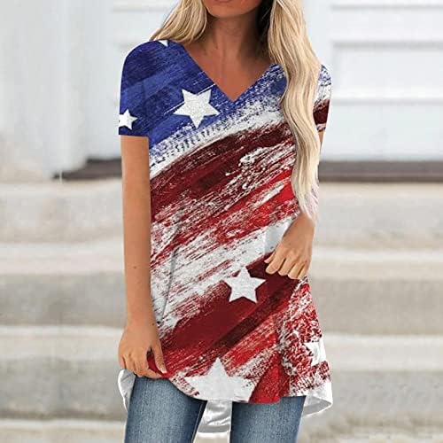 חולצות 4 ביולי נשים דגל אמריקאי חולצות טופ חולצות קיץ חולצות שרוול קצר חולצת טי פטריוטית נוחית חולצות טי רופפות