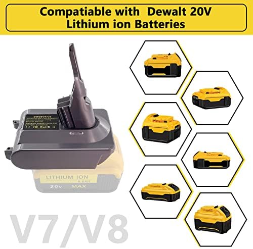 החלפת EID לסוללת דייסון V7 ו- V8, עבור סוללת ליתיום של Dewalt 20V המרה עבור Dyson V7 V8 SV11 Animal Packless Lacuumer Prainer Sticker