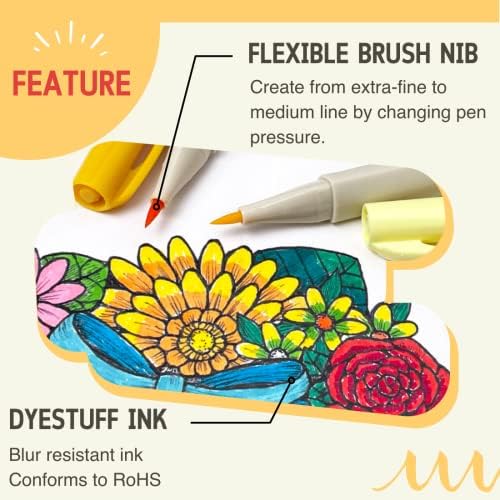 Artline EPFS עליון עטים מברשת צבעי מים - חבילה 12, צבעים מבוססי מים עם פינצטה מסוג קצה דק, מושלמת לציור וקליגרפיה