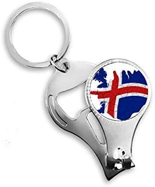 מפה איסלנד דפוס דגל מופשט ציפורניים ניפר טבעת מפתח שרשרת פתיחת בקבוקים