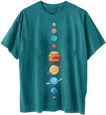 חולצות גרפיות וינטג 'לנשים 2023 חולצות טיול גדולות של קיץ עגול צוואר עגול טייז סאנה וירח סולבר חולצות אימון