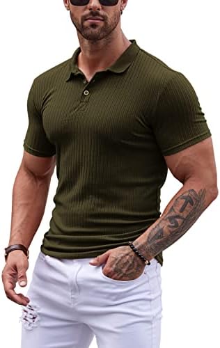 חולצת טי קצרה של שרוול קצר לגברים של גברים צבע אחיד חולצות פולו חולצות קלאסיות חולצות גולף מצולמות