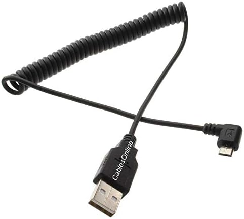 CableSonline 5ft USB 2.0 זכר לזווית שמאל מיקרו USB כבל מפותל זכר 5 פינים, USB-15C5L