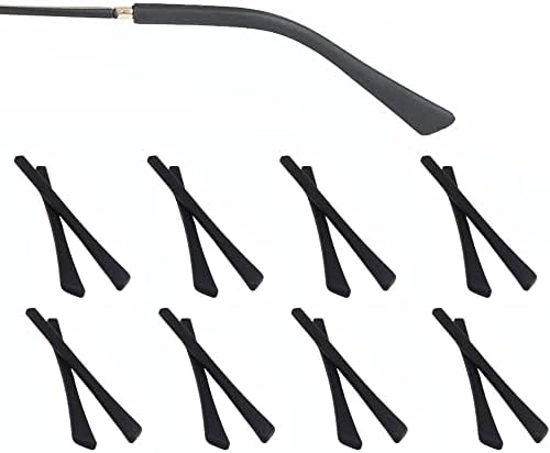מקדשי החלפת משקפיים של Opugit, טיפים לקצה סיליקון קצה חתיכות גרב אוזניים שרוול צינור לרגלי משקפיים דקים, 8 זוגות, שחור