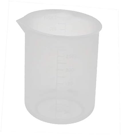 X-DREE 250 מל מעבדה בית ספר שקופה מיכל נוזלי פלסטיק מיכל מדידת כוס כוס (Becher della tazza di misurazione del contenitore liquido di plastica
