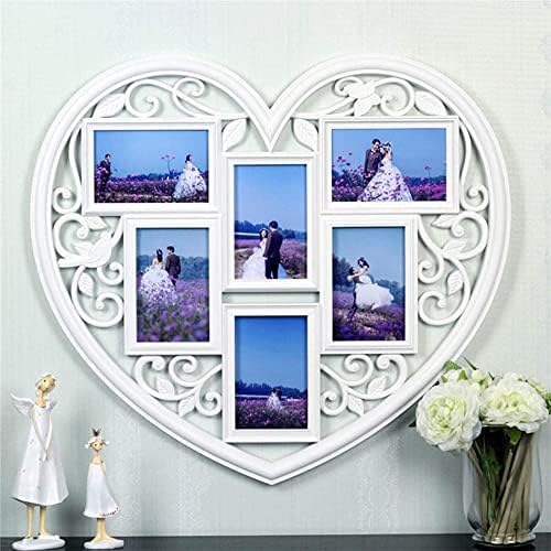 N/a לב בצורת לב גדול קולאז 'תלייה מסגרת צילום חתונה או אוהבים מתנה לקישוט בית מסגרת צילום 6 תמונות 6 תמונות