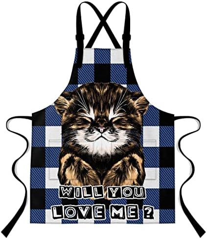 לשימן חתול מחמד סינר 33.4 ליטר על 27.5 וואט אינץ ' עם 2 כיס עניבת מותניים ארוכה במיוחד רצועות כתף מתכווננות סינר סינר למטבח ביתי בישול