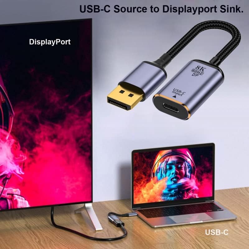 מקור USB-C 3.1 של Xiwai מסוג C DisplayPort DP 1.4 כיור HDTV כבל 8K@60Hz 4K@120Hz למחשב נייד טלפוני טבליות