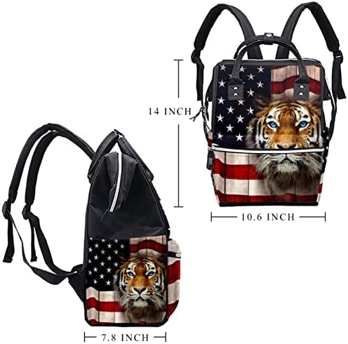תרמיל נסיעות Guerotkr, שקיות חיתולים, תיק חיתול תרמיל, דגל אמריקאי ראש נמר