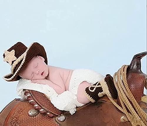 יילוד תינוק צילום אבזרי ילד ילדה תמונה לירות סרוגה סרוג קאובוי כובע חיתול תלבושות