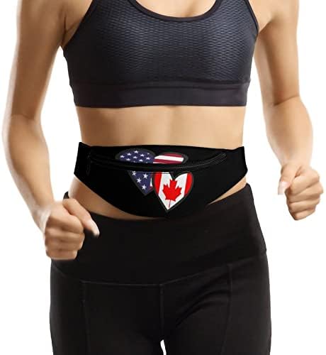 לבבות שקית חגורת דגל קנדה אמריקאית לנשים לנשים שקית מותן אופנה תיק קרוס גוף עם רצועה מתכווננת למשרד נסיעות