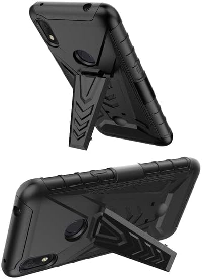 מארז ריגול עבור Jitterbug Smart 3 / מארז טלפון חכם תוסס עם מגן מסך זכוכית מחוסמת כיסוי היברידי עם נרתיק קליפ חגורה של Kickstand - שחור