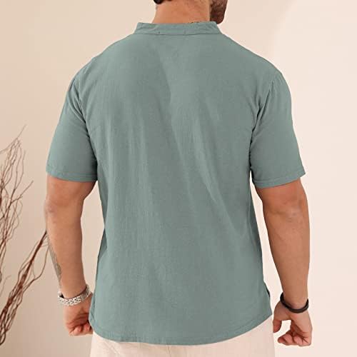 Seganup כותנה לגברים חולצות חוף חולצות הנלי חולצות צוואר חולצות שרוול קצר חולצות היפי חולצות במבוק צמרות מזדמנים