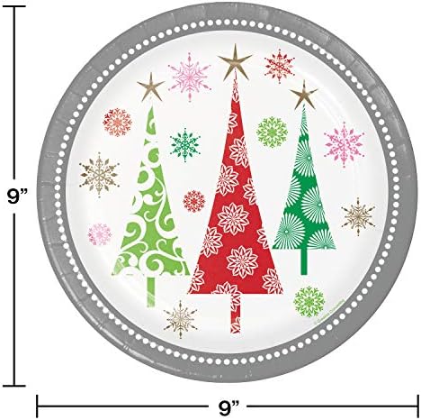 יצירתי המרת עכשווי עצי חג המולד נייר צלחות, 9, רב צבע