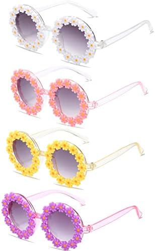 עגול פרח משקפי שמש עבור בנות פרח בצורת חמוד משקפיים 400 הגנה חיצוני חוף ילדה ילד מתנות