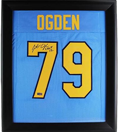 ג'ונתן אוגדן חתם על UCLA ממוסגר ג'רזי כחול מותאם אישית עם כתובת CHOF 2012 - כדורי בייסבול חתימה