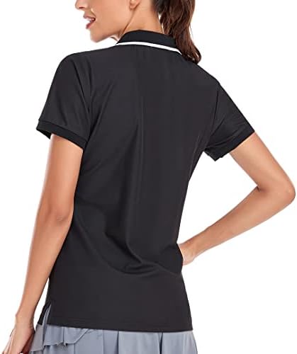 חולצות פולו לנשים של ג'וספיטסו חולצת טריקו של שרוול קצר שרוול 4 כפתור ספורט צמרות פעילות צדדים חלולים אימון חולצה