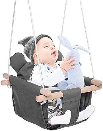 כיסא מושב נדנדה לתינוק מאובטח לפעוט, נדנדות לתינוקות לתינוקות, צעצוע ערסל מקורה וחיצוני, פעוט בד נדנדה עם כרית משענת רכה וחבל PE, כיסא