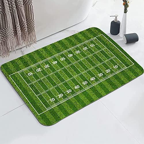 שטיחי אמבטיה של Hommomh לא מחליקים מחצלות אמבטיה שחורות לחדר אמבטיה, 24 x17 ， מגרש כדורגל אמריקאי דשא ירוק דשא פופולרי קבוצת משחקי ספורט