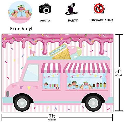 גלידת PrainityTree גלידה חנות משאיות קיץ קיץ תינוקות למסיבת רכב ורוד צילום רקע מקלחת לתינוק מקלחת יום הולדת עוגת עוגת שולחן קישודים באנר