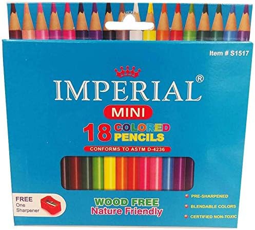 עפרונות צבעוניים קיסריים מיני עם מחדד טבע ידידותי 18 ספירה