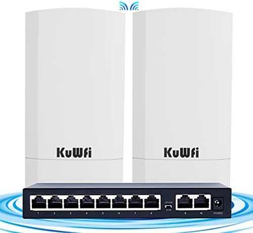 חבילת Kuwfi של סחורות 2.4 גרם גשר WiFi אלחוטי ו -10 יציאות מתג רשת Gigabit Ethernet